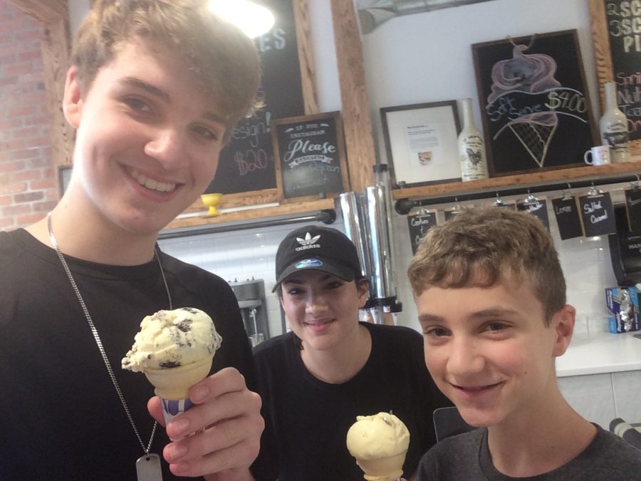 The authors enjoy some of Mikes great Ice cream.